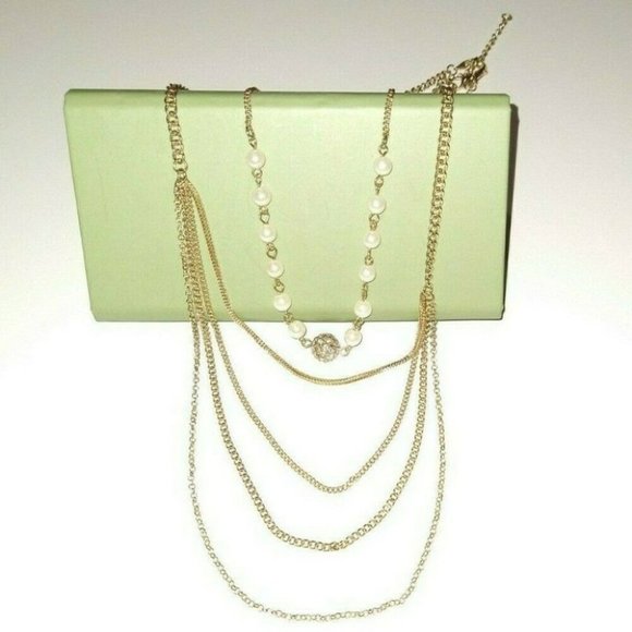 3/$10   Stud Earrings & Layered Gold-Tone Necklace - Picture 6 of 7